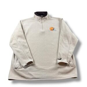 Vintage Puma Team NFL Cleveland Browns Beige 1/4 Zip Fleece Pullover Jacket Sz M